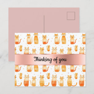 Peach Orange Cats Thinking of You Postcard