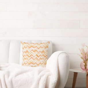 Peach Orange Chevron Stripes Cushion