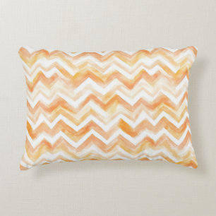 Peach Orange Chevron Stripes Decorative Cushion