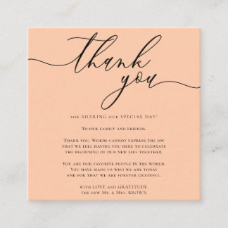 Peach Orange Custom Photo Thank You Enclosure Card