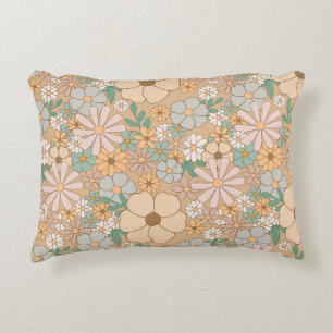 Peach Orange Floral Decorative Cushion