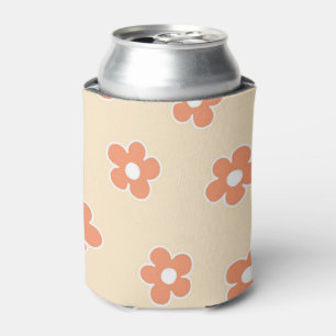 Peach Orange Floral Retro Floral Sleeve for Spring Can Cooler