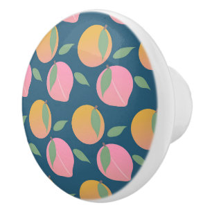 Peach Orange Fruit Pattern Pink Ceramic Knob