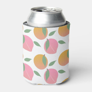 Peach Orange Fruit Pattern White Can Cooler