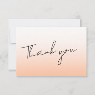 Peach Orange Fuzz Elegant Handwritten Wedding Thank You Card