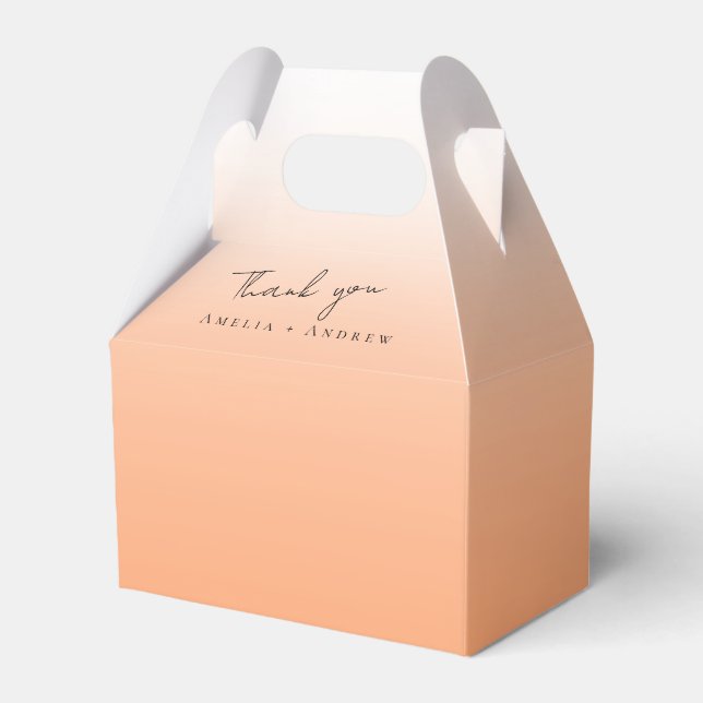 Peach Orange Fuzz Elegant Modern Wedding Favour Box (Front Side)