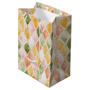 Peach Orange Green Yellow Blush Pink Birthday Medium Gift Bag