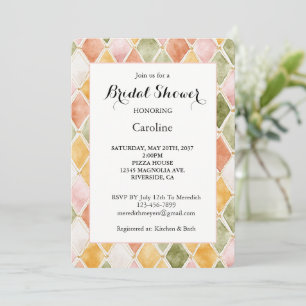 Peach Orange Green Yellow Blush Pink Bridal Shower Invitation