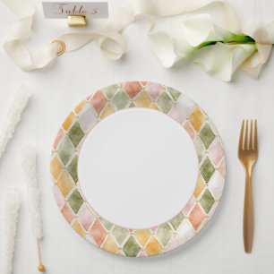 Peach Orange Green Yellow Blush Pink Bridal Shower Paper Plate