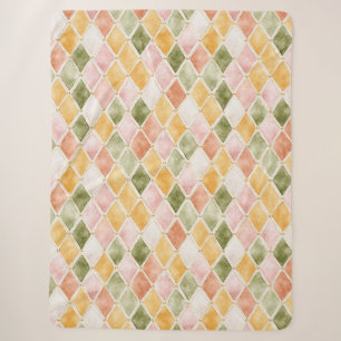 Peach Orange Green Yellow Blush Sherpa Blanket