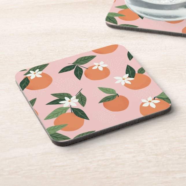 Peach Orange Juice Pattern Coaster (Left Side)