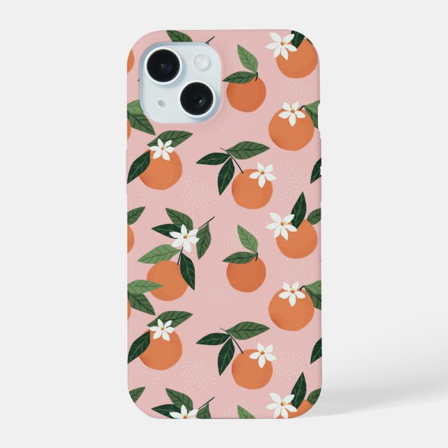 Peach Orange Juice Pattern iPhone 15 Case (Back)
