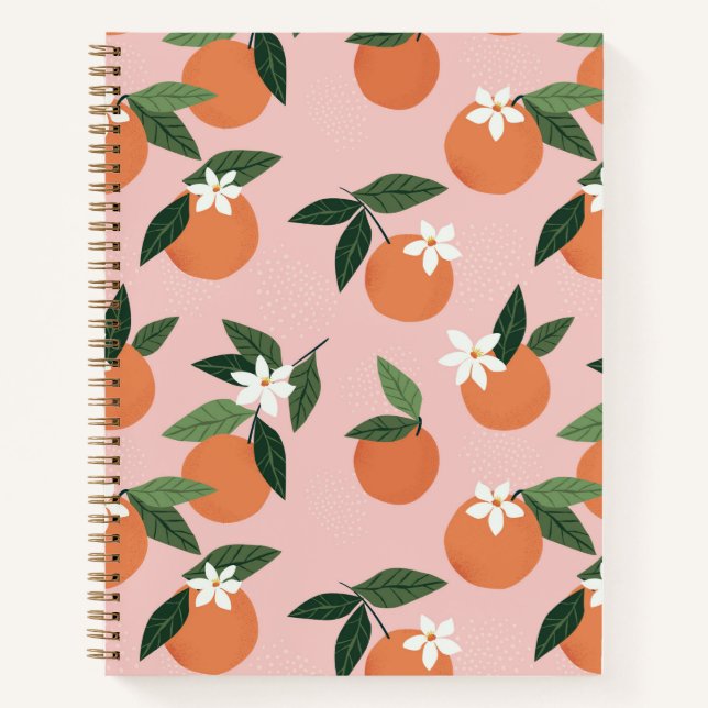 Peach Orange Juice Pattern Notebook (Front)