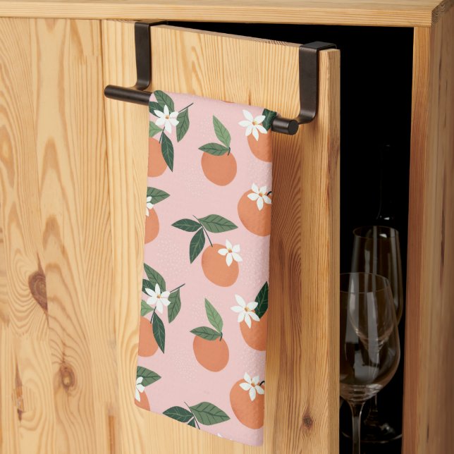Peach Orange Juice Pattern Tea Towel (Thirds Fold)