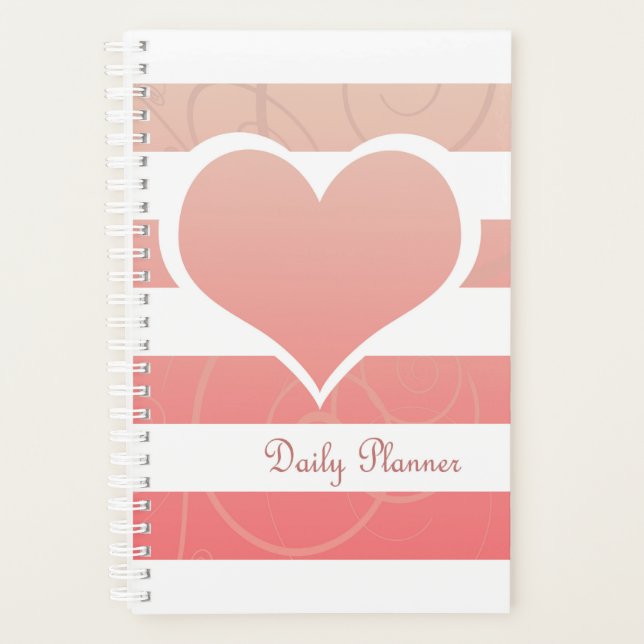 Peach Orange Pastel Heart Planner (Front)