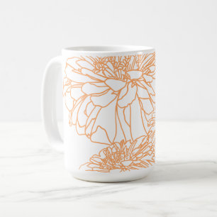 Peach orange pretty white floral petal  coffee mug
