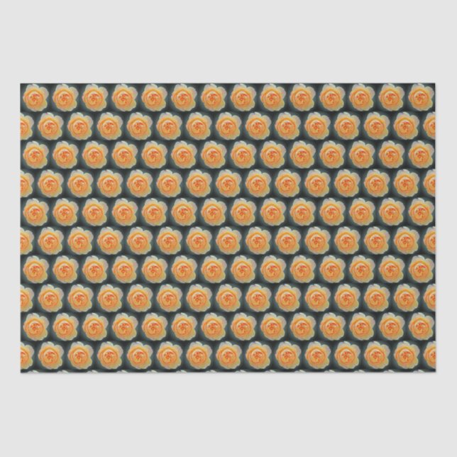 Peach Orange Rose Elegant Flower Repeat Pattern Tissue Paper (Front)