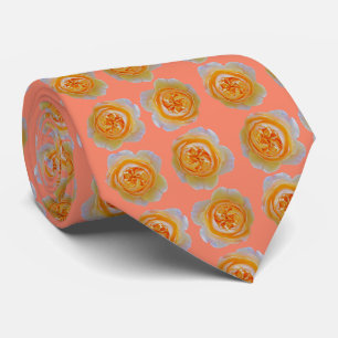 Peach Orange Rose Elegant Repeating Pattern Peach Tie