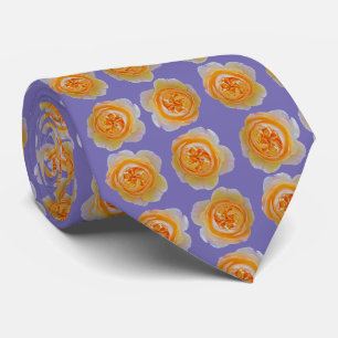 Peach Orange Rose Elegant Repeating Pattern Purple Tie