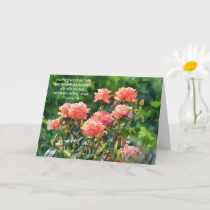 Peach Orange Roses Bible Verse Faith Art Note Card