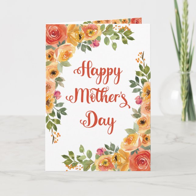 Peach orange roses Happy Mother's Day Holiday Card (Front)