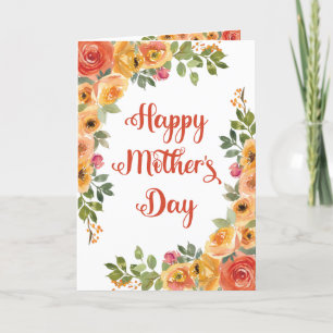 Peach orange roses Happy Mother's Day Holiday Card
