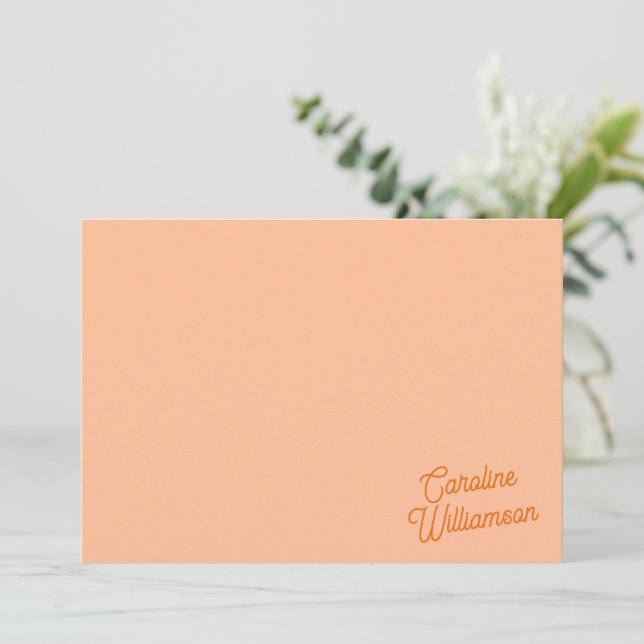 Peach Orange Script Personalised Stationery  Card (Standing Front)