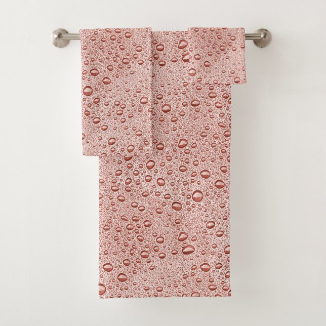 Peach orange water droplets bath towel set (Insitu)