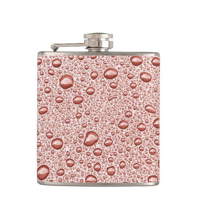 Peach orange water droplets hip flask (Front)