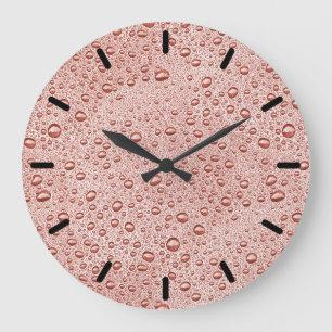 Peach orange water droplets large clock
