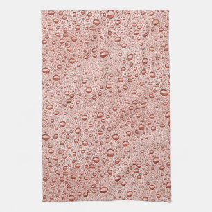 Peach orange water droplets tea towel
