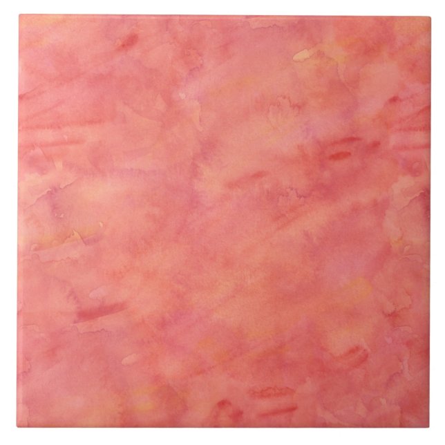 Peach Orange Watercolor Texture Pattern Tile (Front)