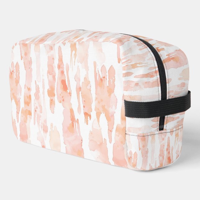 Peach Orange White Stripe Abstract Dopp Kit (Left Corner)