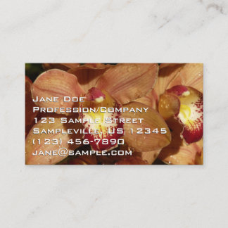 Peach Orchids with Raindrops Floral Business Card