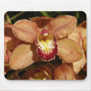 Peach Orchids with Raindrops Mouse Mat