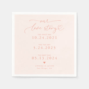 Peach Our Love Story Elegant Script Wedding Napkin