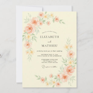 Peach Painted Blossom Wedding Invitation