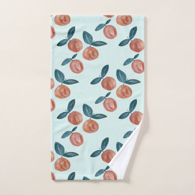 Peach Painting Fruit Mint Bath Towel Set (Hand Towel)
