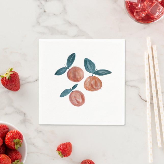 Peach Painting Fruit Party Illustration Napkin (Insitu)