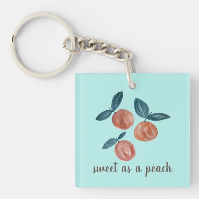 Peach Painting Sweet as a Peach Georgia Peach Key Ring (Front)