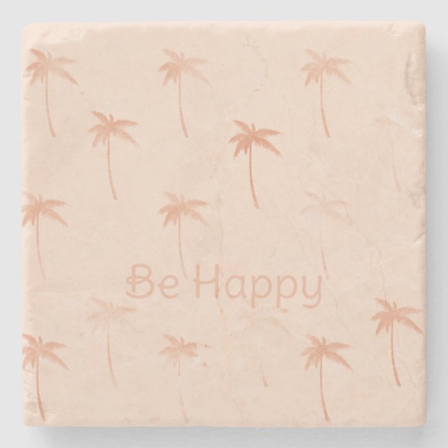 Peach Palm Trees Stone Coaster (Front)