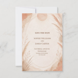 Peach Pampas Grass Wedding Save The Date