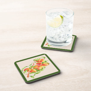 'Peach Paradise' on a Coaster Set