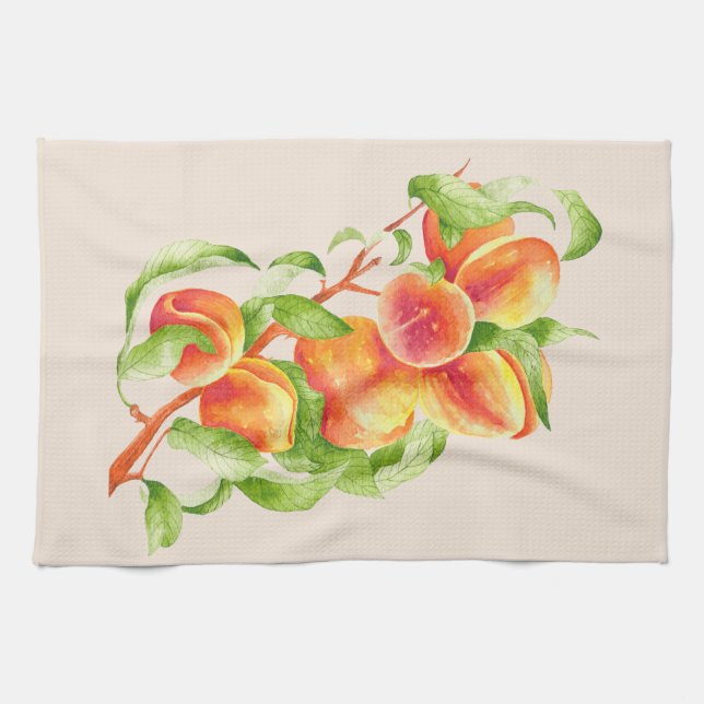 'Peach Paradise' on a Kitchen Towel (Horizontal)