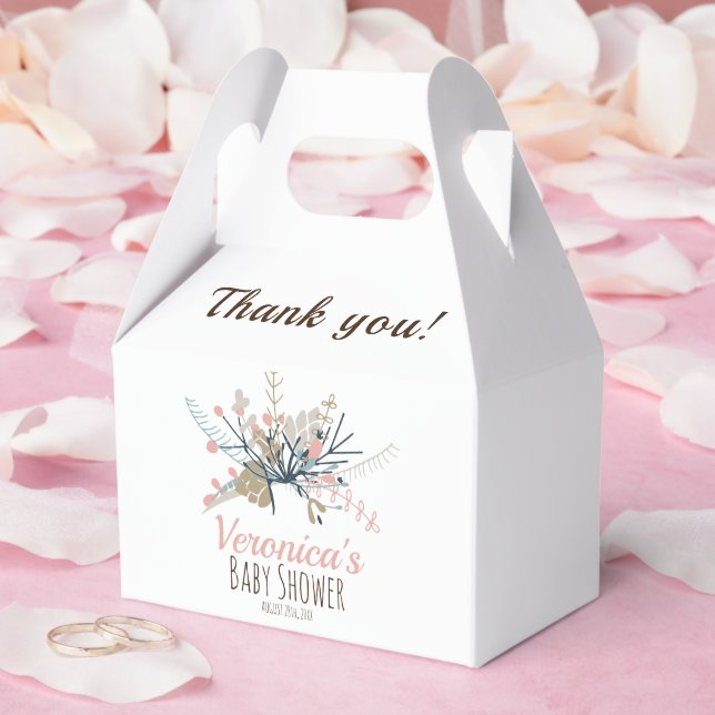 Peach Pastel Botanical Baby Shower Thank You Favour Box (Wedding)