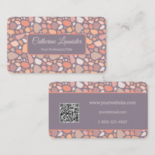 Peach Pastel Conglomerate Stone QR Code Business Card