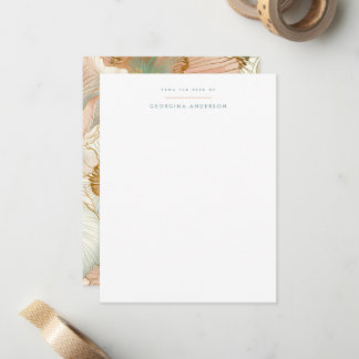Peach Pastel Floral Personal Stationery Card
