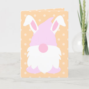 Peach Pastel Polka Dot Game Bunny Holiday Card
