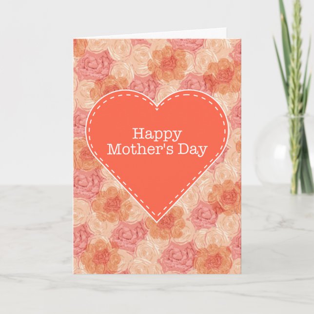 Peach pastel vintage rose Mother's Day card (Front)