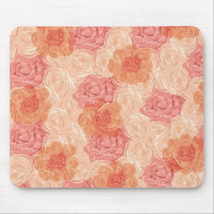 Peach pastel vintage rose pattern mouse mat